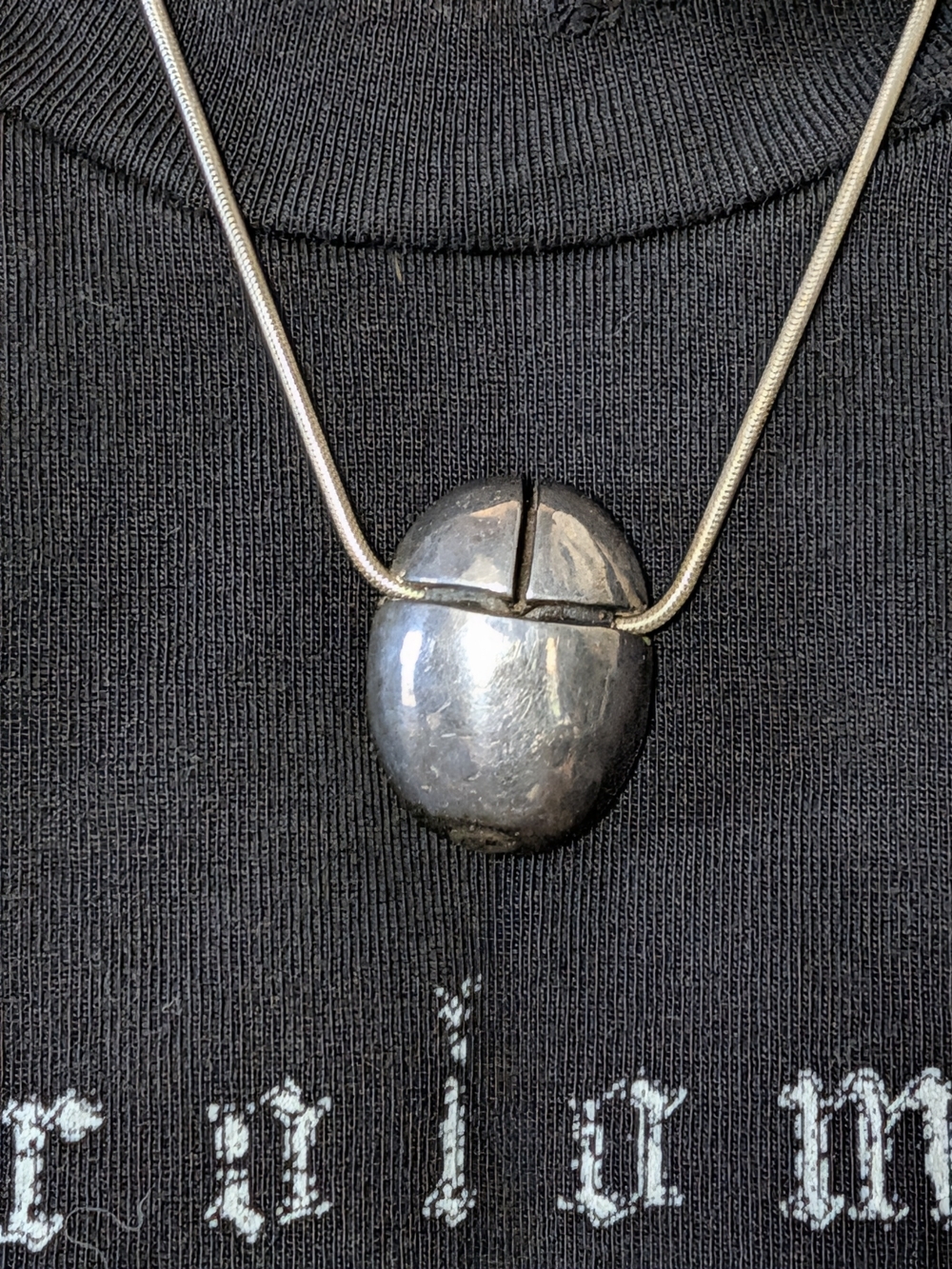 KIESELSTEIN-CORD Vintage Scarab 925 Sterling Silver Chunky Pendant Necklace